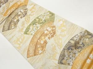 地紙に花々模様織出し袋帯